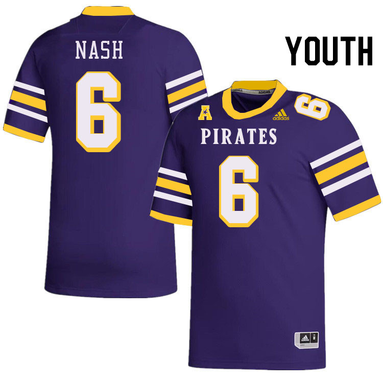 Youth #6 Dontavius Nash ECU Pirates College Football Jerseys Stitched-Throwback